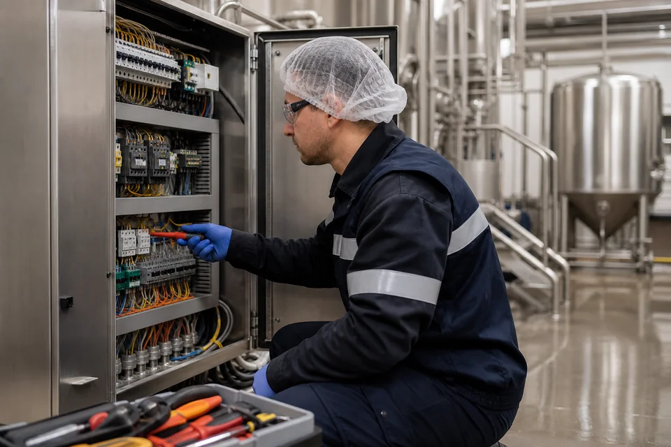 Cableado y mantenimiento en tablero de control en planta — obra real